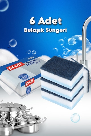 Grimorlife 6 Adet Özel Dokulu Düz Bulaşık Süngeri Özel Dokulu, Dayanıklı Mutfak Süngeri Seti