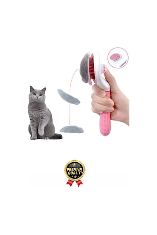 Özel Üretim Pembe Kendini Temizleyen Otomatik Tuşlu Evcil Hayvan Pet Tüy Toplayıcı Kedi Köpek Tarağı