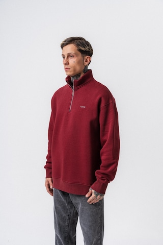 Erkek Respire Yazı Detaylı Yarım Fermuarlı Basic Sweatshirt Bordo