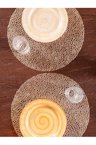 Heavenly Place Masanız İçin Yuvarlak Mutfak Peçeteleri, 4 Adet 224636669 Altın Rengi