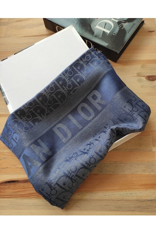 Miorel Scarfs Cd Desen Kaşmir İpek Şal Scarfs Cashmere Shawl Hijab Yeni Sezon Lacivert