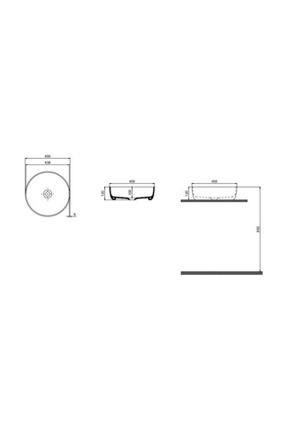 Tezgah Üstü Set Üstü Lavabo 45 Çap Yuvarlak Quarter Bath Round Line Beyaz