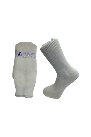 Yerli Üretim Erkek Yün Wool Soket Çorap - Ekru