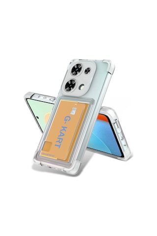 Xiaomi Redmi Note 13 Pro 4g Kılıf Şeffaf Arkası Kartlık Bölmeli Shockproff Şeffaf Kapak