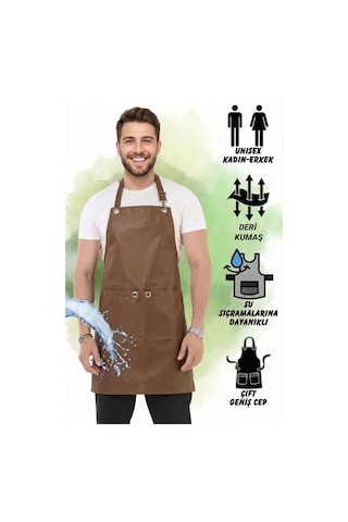 Hawk Era Önlük Şef Garson Restaurant Kafe Aşçı Mutfak Barista Kuaför Deri İş Önlüğü İki Cepli Siyah