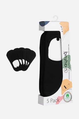 Aytuğ Kadın Penye Babet Çorap 5 Çift Özel Kutulu, Siyah Babet Çorap 31301