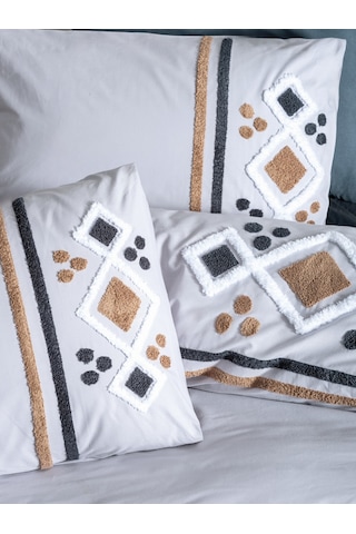 Cotton Box Puff Nakışlı Çift Kişilik Nevresim Takımı Stesso Gri