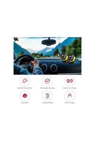 Maiyame 360 Derece Dönebilen Çift Başlı Usb Fan, Taşınabilir Ve Sessiz Çalışma, 3 Hız Modu İle Pratik Kullanım