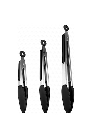 Valletta Midori Metal Sap Silikon Uçlu Kilit Sistemli Maşa Siyah