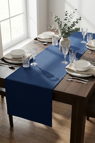 Dekoratif Bohem Runner - Yemek Masası Ve Salon Konsol Örtüsü 50x150 Cm Lacivert