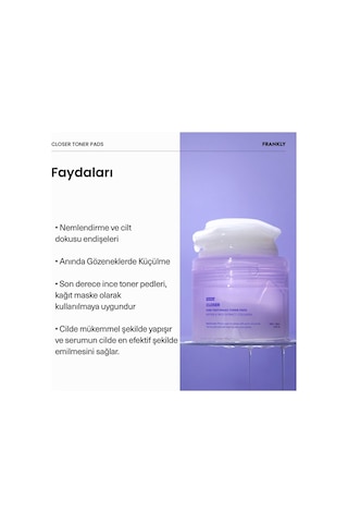 Frankly Pirinç Özü 9 Çeşit Peptit Ve Kolajen İçeren Gözenek Sıkılaştırıcı Closer Toner Pad 70 Adet 105 ML