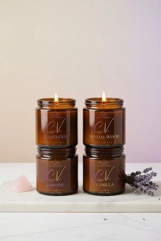 Kokulu Mum 4 Lü Set 100cc-aroma Terapi Mum-doğal Mum-sandal Ağacı-lavanta-vanilya-yasemin Kokulu Amber