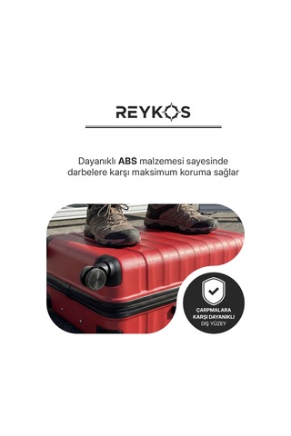 Reykos Rey-way Kırmızı Unisex 3 Lü Valiz Seti Büyük-orta-kabin