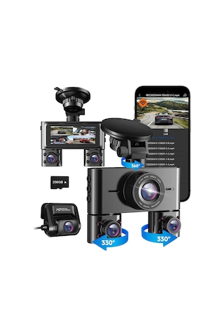 Joyecar 360 Araç İçi Kamera, 4 Kanallı Dörtlü Kamera