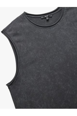Koton Bisiklet Yaka Yıkamalı Pamuklu Kolsuz Tişört Antrasit 5sam30014mk Antrasit