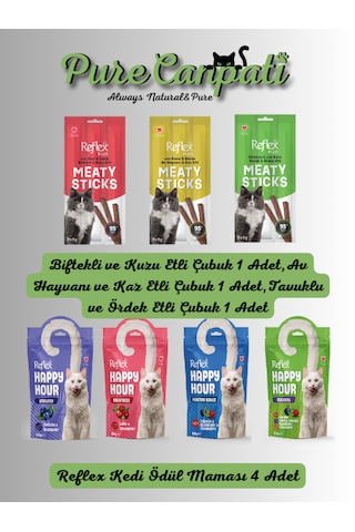 Purecanpati 3 Çeşit Kedi Stick Ödülü + 4 Çeşit Kedi Ödül Maması