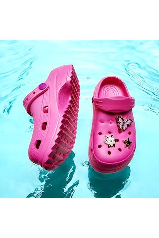 Çocuk Günlük Taş Sticker Detaylı Eva Deniz,plaj,sahil Terliği Fuşya