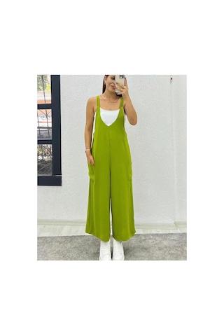 Rouge Basıc Ayrobin Kumaş Tulum Olive