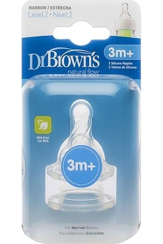 Dr.Brown's Dar Ağız 2.Seviye 3+ Silikon Biberon Emziği 2'li