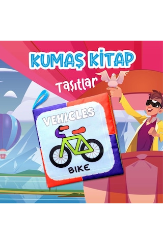 Tox İngilizce Taşıtlar Kumaş Sessiz Kitap E132 - Bez Kitap , Eğitici Oyuncak , Yumuşak Ve Hışırtılı