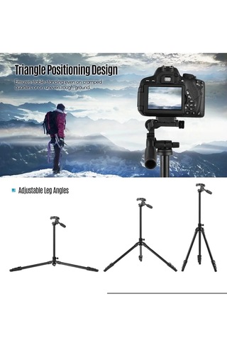 T02 Profesyonel Tripod Çok Fonksiyonlu 360 Döner Başlık Alüminyum Gövde 154 Cm Taşıma Çantalı 1 ADET