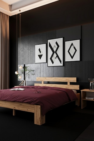 Lotus Çift Kişilik Mdf Karyola Ve 2 Komodinli Set 140x190 Yatak Uyumlu - Atlantik Çam