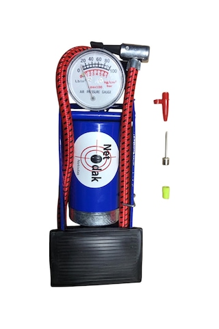 Bisiklet Pompası Top Şişirme Hava Ayak Pompası Basınç Göstergeli Tek Pistonlu