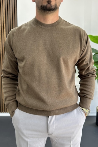 Erkek Bisiklet Yaka Normal Kalıp Kazak Kahverengi Edw410 Kahverengi