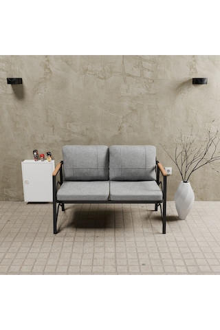 Mb Garden Furnıture Simetri Model, Balkon, Bahçe, Cafe, Metal Koltuk Takımı, Bahçe Takımı , Çay Seti, İkili Süngerli Açık Gri