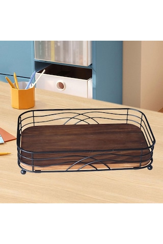 Homyl Kağıt Havlu Tutucu Masaüstü Depolama Rafı Mücevher Kahverengi