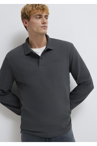 Mavi - Mavi Black Uzun Kollu Antrasit Polo Tişört 0613154-70088 Antrasit