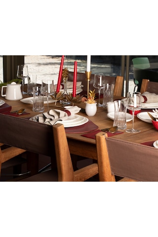 Velato Leather Place Mat Set Kahverengi