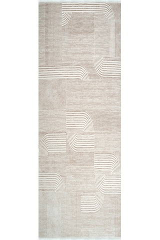 Sembol 2910 Bej Modern Geometrik Akrilik Koridor Halısı