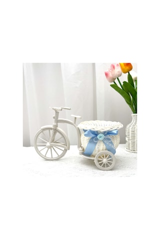 Gajeena Mavi Plastik Dekoratif Depolama Sepeti - Yatak Odası, Ofis, Çiçek Dizimi, Bisiklet İçin 27x18x15cm El Sanatı Görseli Sepet