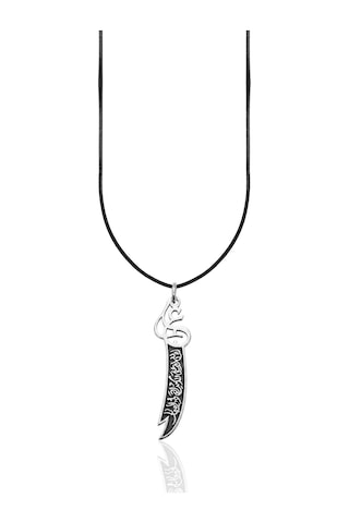 Oya Silver Hat İşlemeli Hz. Ali Zülfikar Gümüş Kolye Ucu 4.2x0.9cm Oyot333
