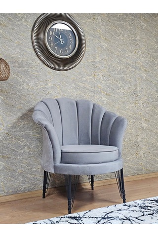 Tekli İstiridye Siyah Boyalı Telli Ayak Çay Seti Koltuk Tekli Ber Çok Renkli