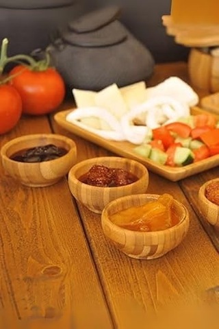 6 Adet Bambu Mini Lokumluk Çerezlik Sosluk Reçellik Sunumluk Kase Mıt1143 Açık Kahverengi