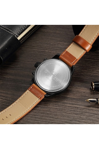Curren M8225 Askeri Deri Quartz Erkek Kol Saati Siyah Kırmızı