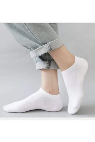 Esinti Unisex Patik Çorap Yazlık Çorap Kısa 12 Çift Beyaz