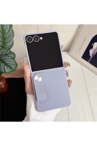 Teleplus Samsung Galaxy Uyumlu Z Flip 7 Kılıf Skinfeel Shockproof El Tutmalı Standlı Kapak Mor