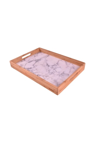 9101 Marmol S Boy Bambu Tepsi Ahşap - Beyaz