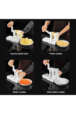 Primepickings Rende Sebze Patates Spiral Dilimleyici Whirlwind Meyve Sebze Spiral Makinesi, Renk: Beyaz Diğer