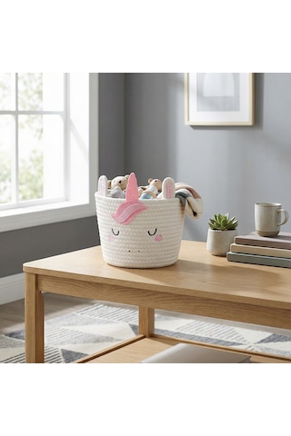 Koçtaş Unicorn Hasır Sepet 22 x 22 Cm Beyaz