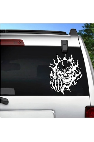 İskelet Kurukafa Sticker - İskeletor Kurukafa Kuru Kafa Sticker - Araba Oto Motosiklet Karavan Cam Laptop Sticker - 00352 40x33 Cm