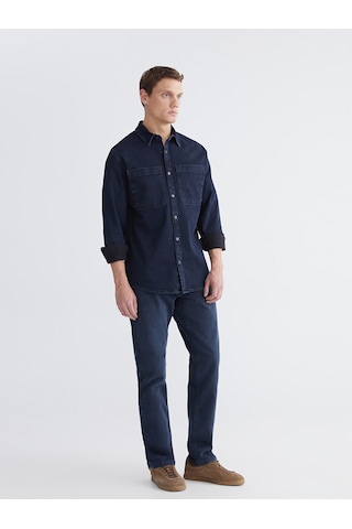 Lcw Jeans İndigo Rahat Kalıp Erkek Jean Gömlek