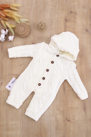 Sitilin Kız Erkek Bebek Triko Kışlık Krem Tulum Mont Tavşan Kapşonlu Stl6824 Krem