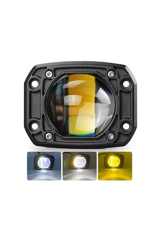2 Adet 18w Uyumlu Çift Renk Gömme Montaj Tampon Sarı Beyaz 8 Cm 4 Modlu Off Road Led Lamba