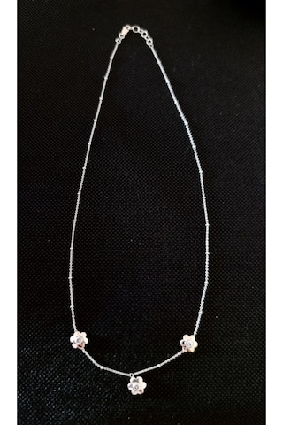 Oriental Kuyumculuk Jewellery Taşlı Papatya Cicek Gumus Kolye Gümüş