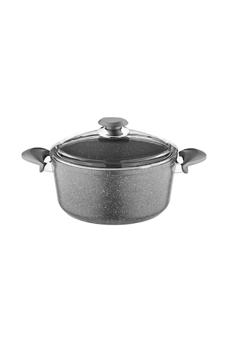 3110 - 2 Parça - Biogranit - 30x13,5 Cm 8,7 Litre - Derin Tencere, Gri Gövde, Gri Detay Gri