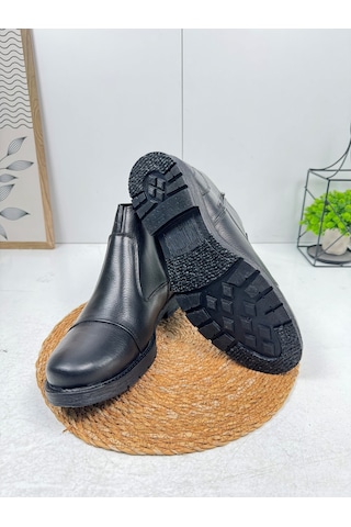 İmershoes Günlük Erkek Ayakkabı Dışı Hakiki Deri İçi Kürklü Büyük Numara Kaymaz Taban Fermuarlı Kışlık Bot 087 Siyah